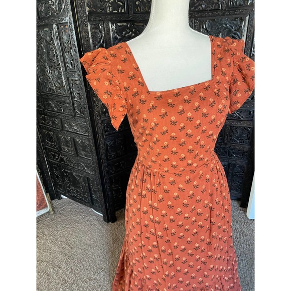 Madewell Rust Floral Midi Dress - Picture 7 of 12